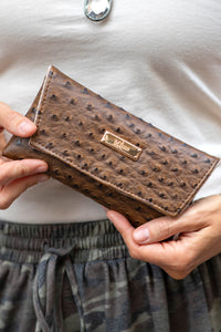 Filly Flair x Makeup Junkie Brown Ostrich Sunglass Case
