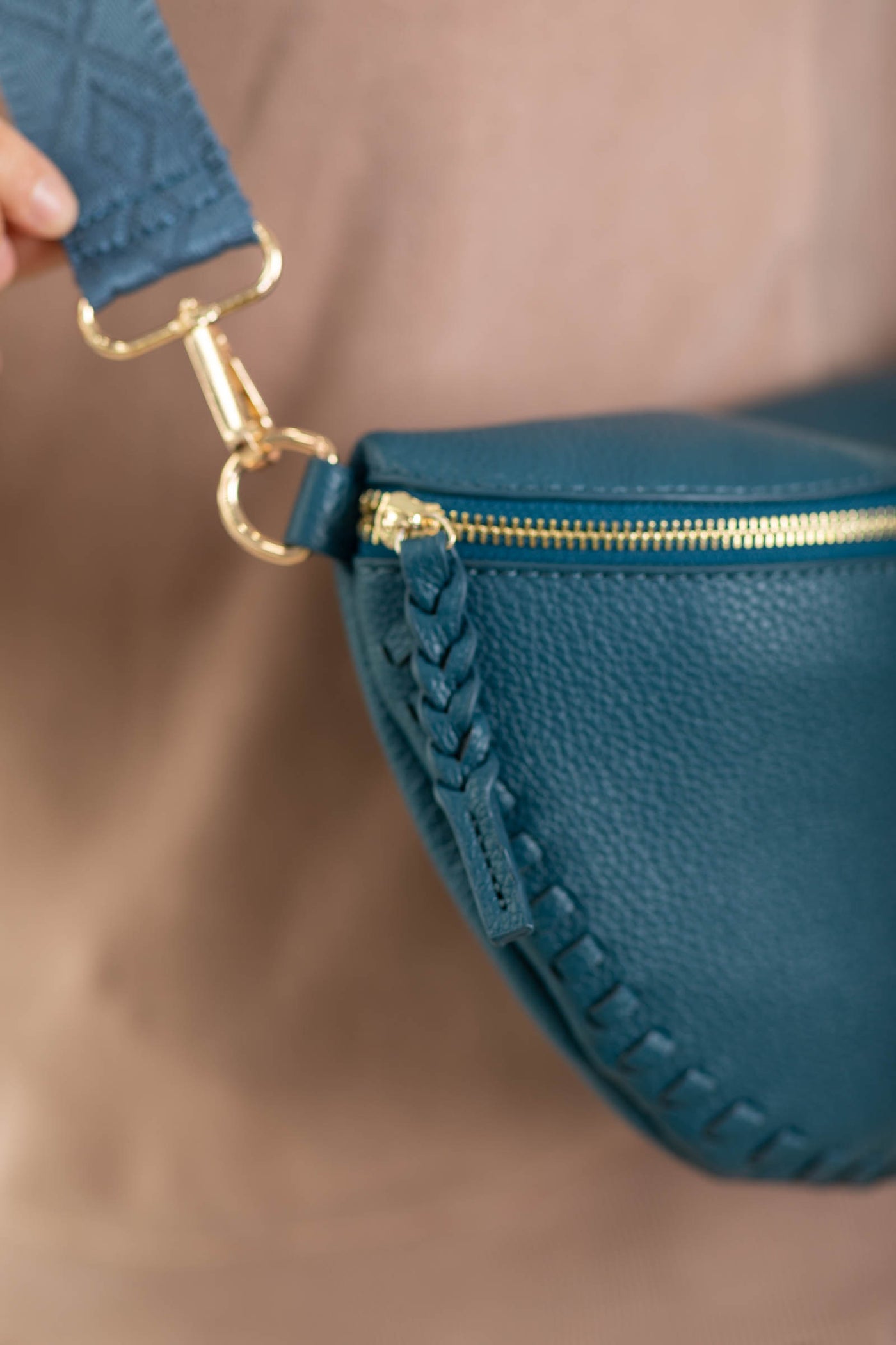 Teal Whipstitch Crossbody Sling Bag