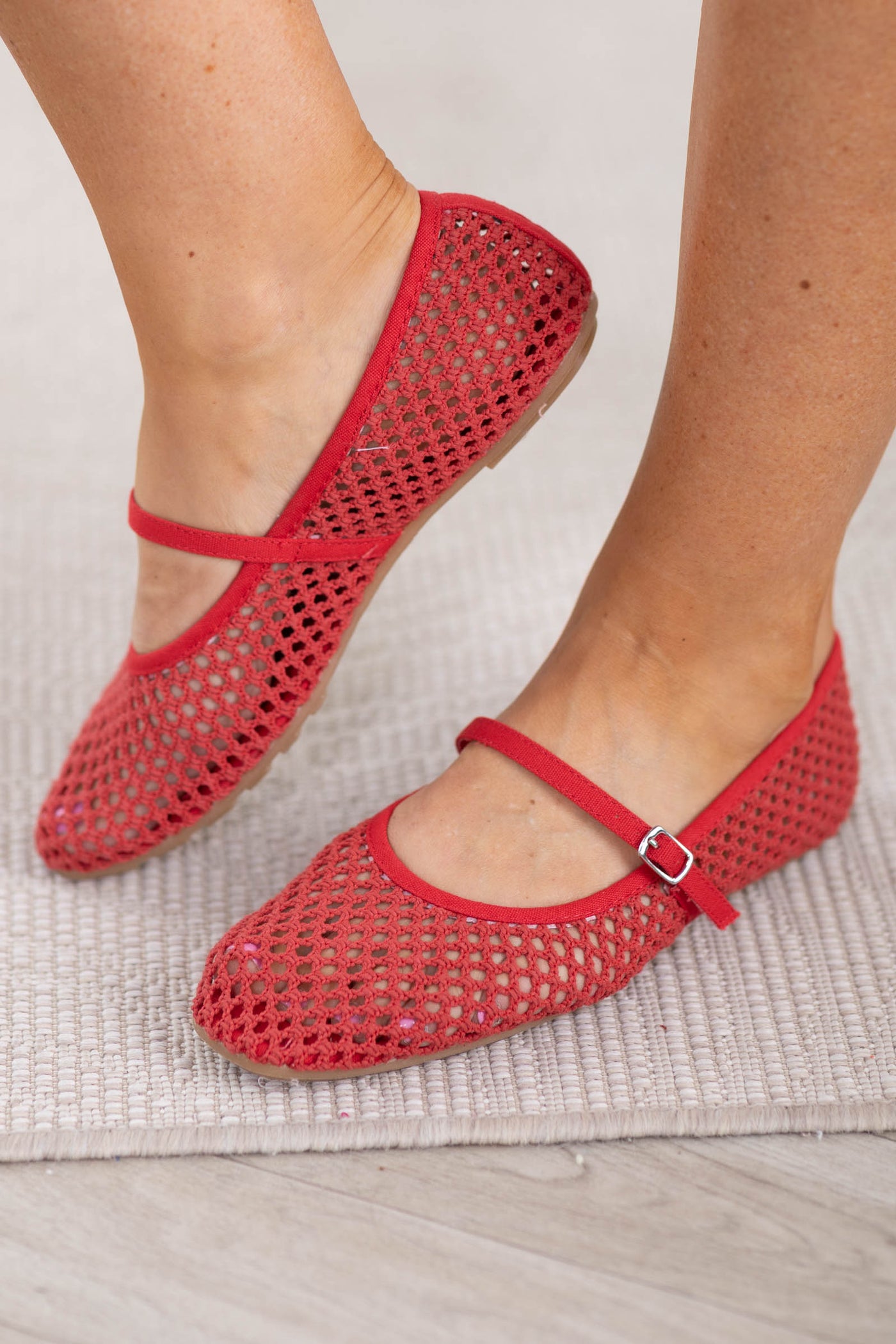MIA Fishnet Mary Jane Flats