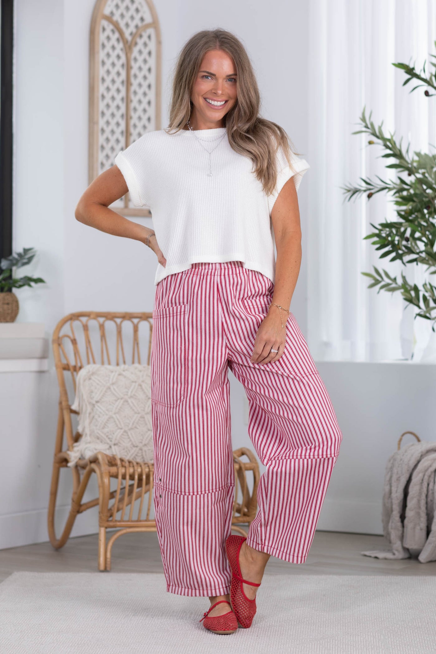 Waffle Short Sleeve Knit Sweater Top