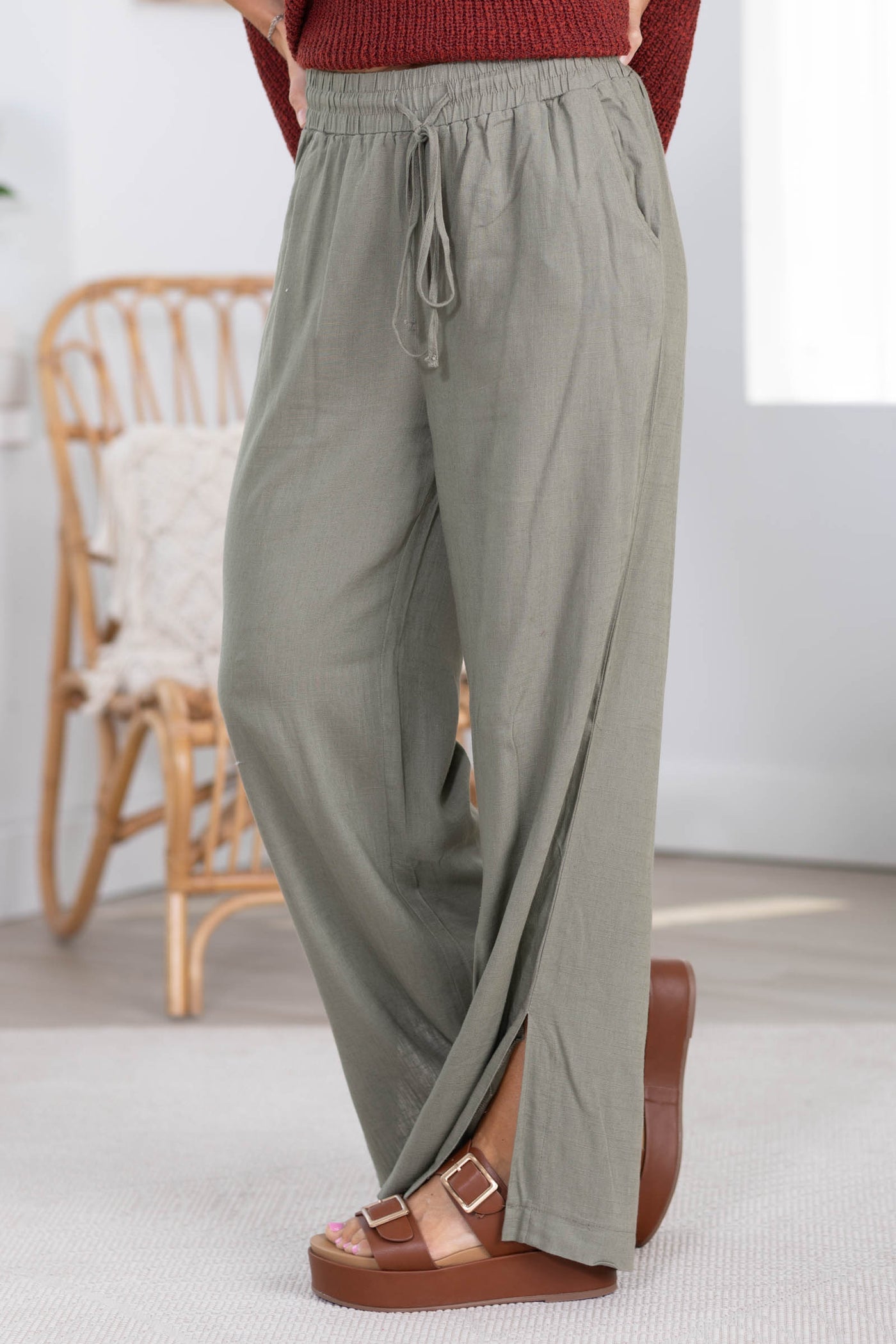 Linen Drawstring Pants