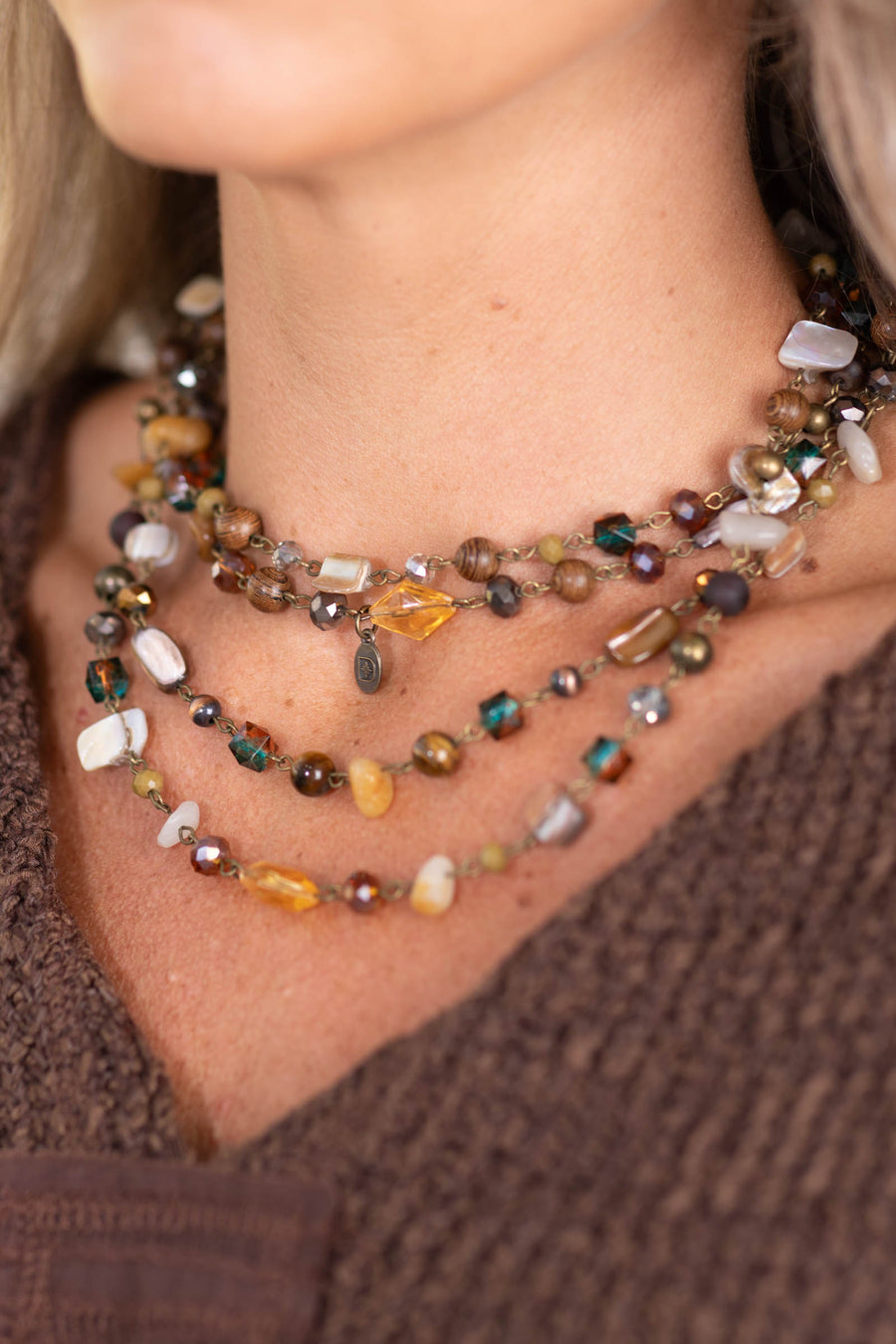 Marigold Stone Beaded Magnetic Necklace