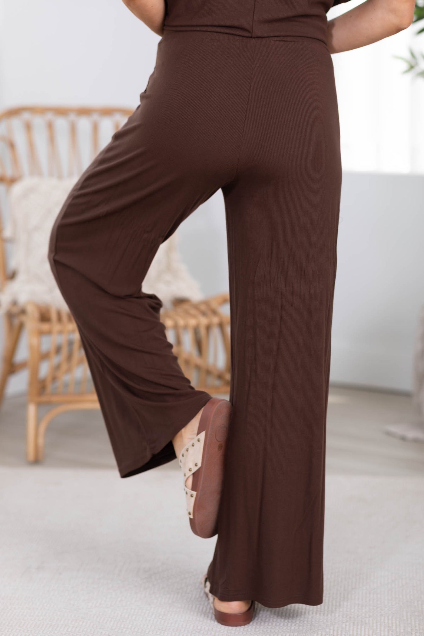 Light Ribbed Relaxed Top And Pants Set