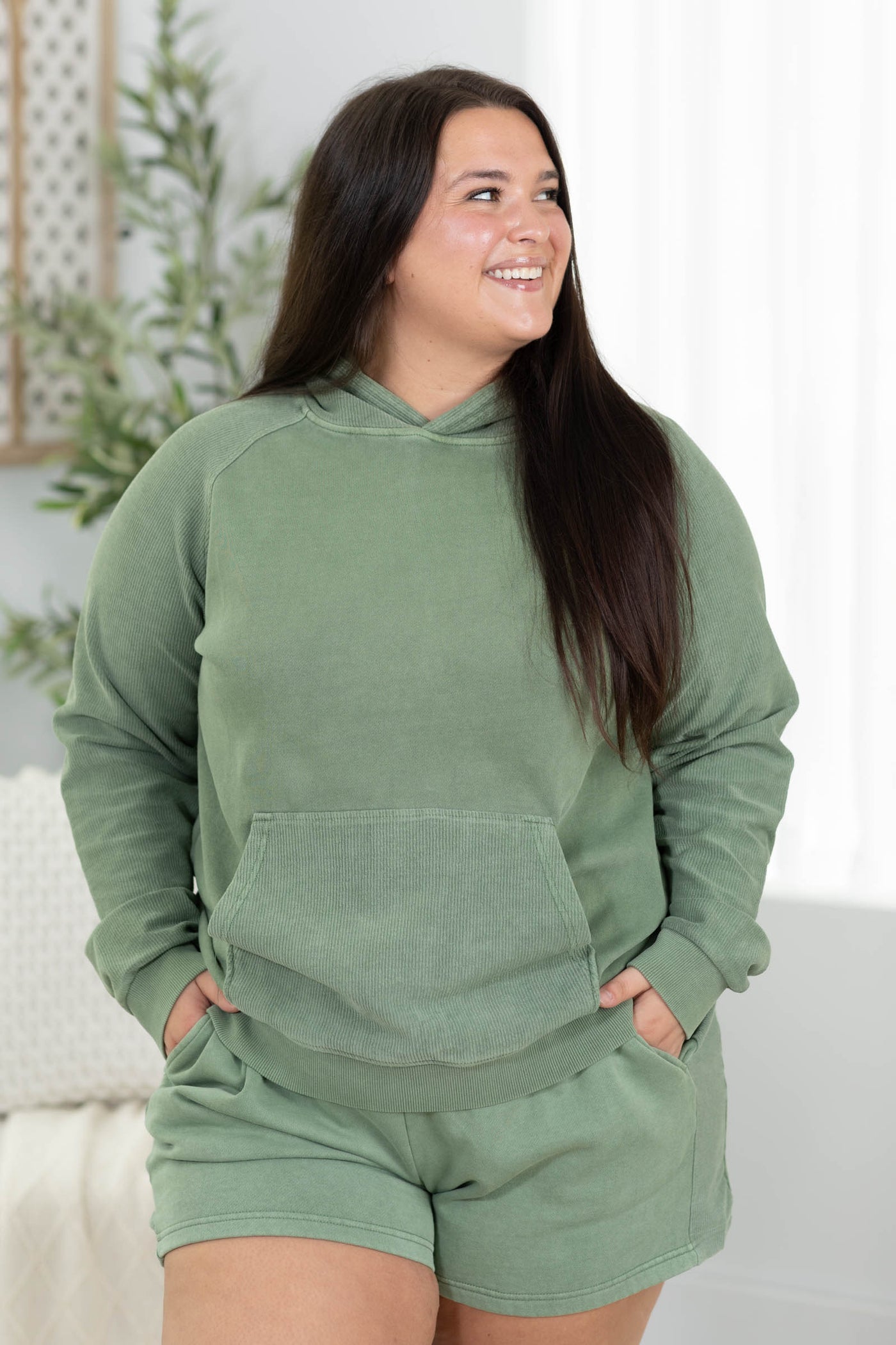 Casual Corded Washed Hoodie by Filly Flair