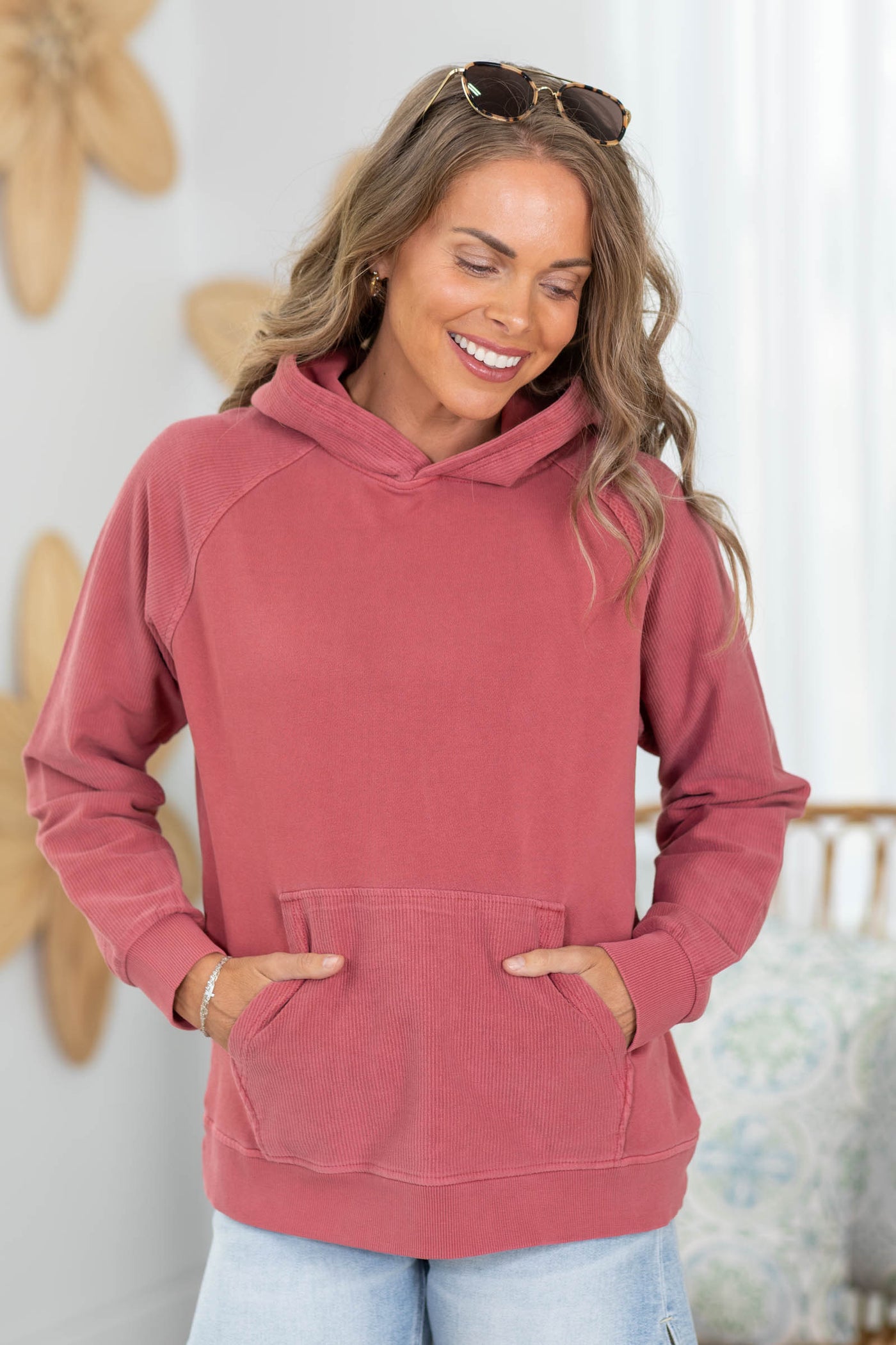 Casual Corded Washed Hoodie by Filly Flair