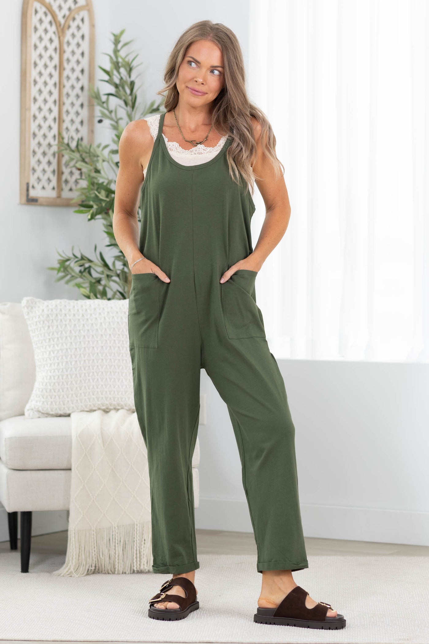 Spaghetti Strap Pocket Jumpsuit