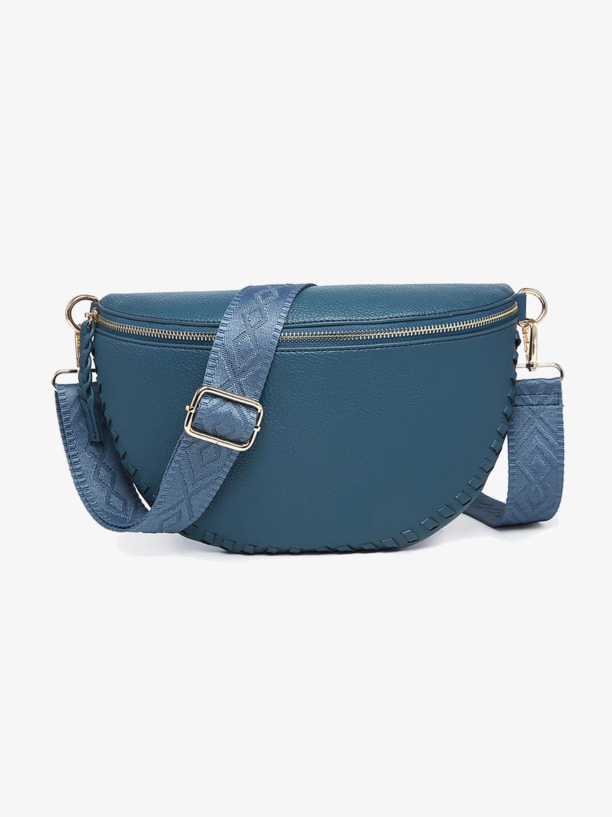 Teal Whipstitch Crossbody Sling Bag