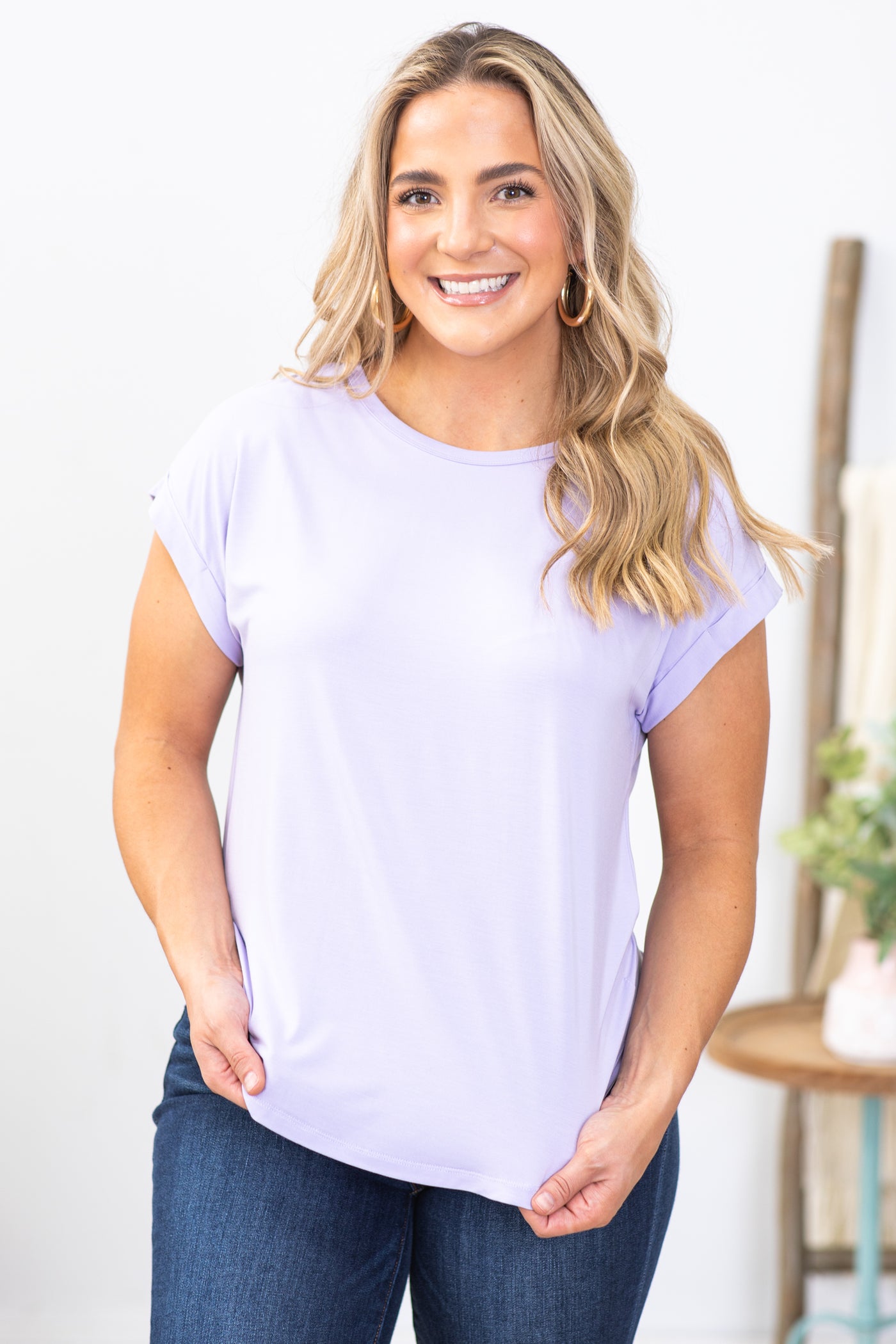 Light Lavender Classic Fit Bamboo Knit Top