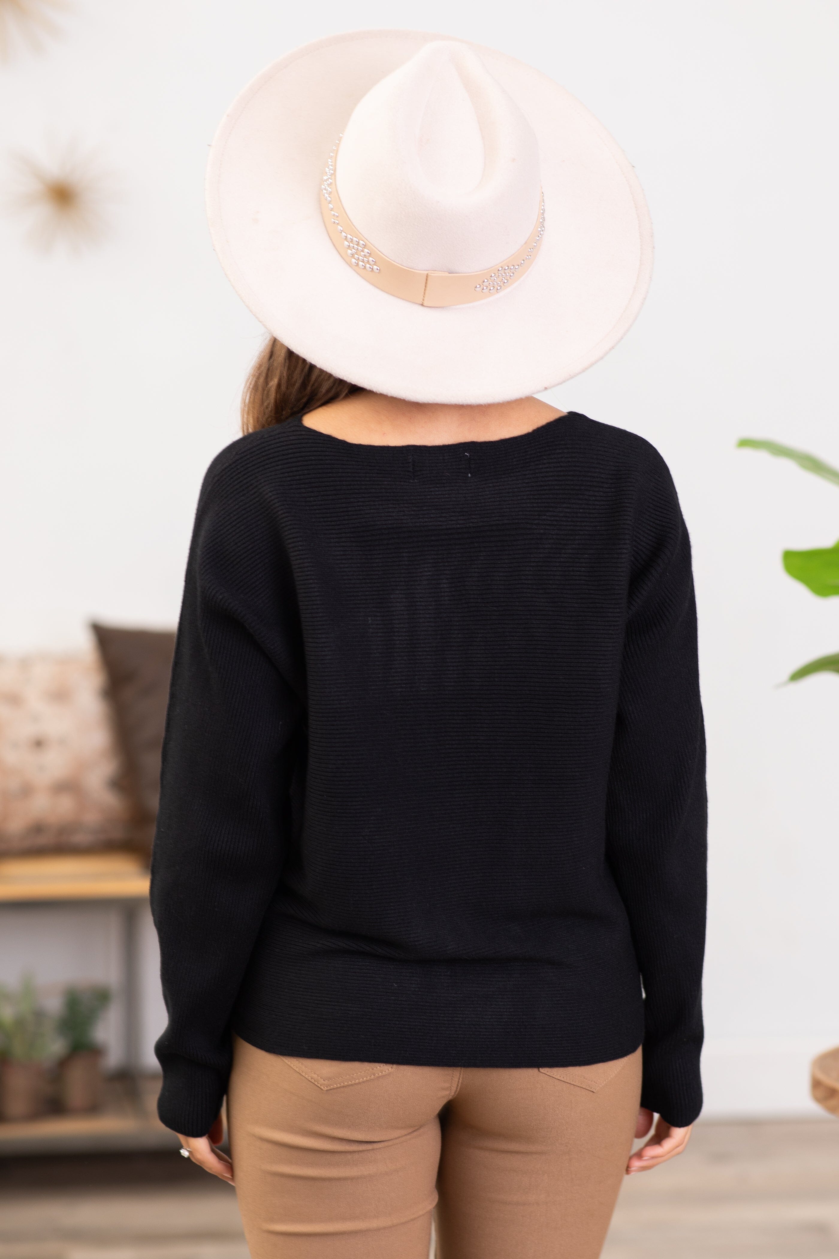 Black Horizontal Ribbed Sweater - Filly Flair