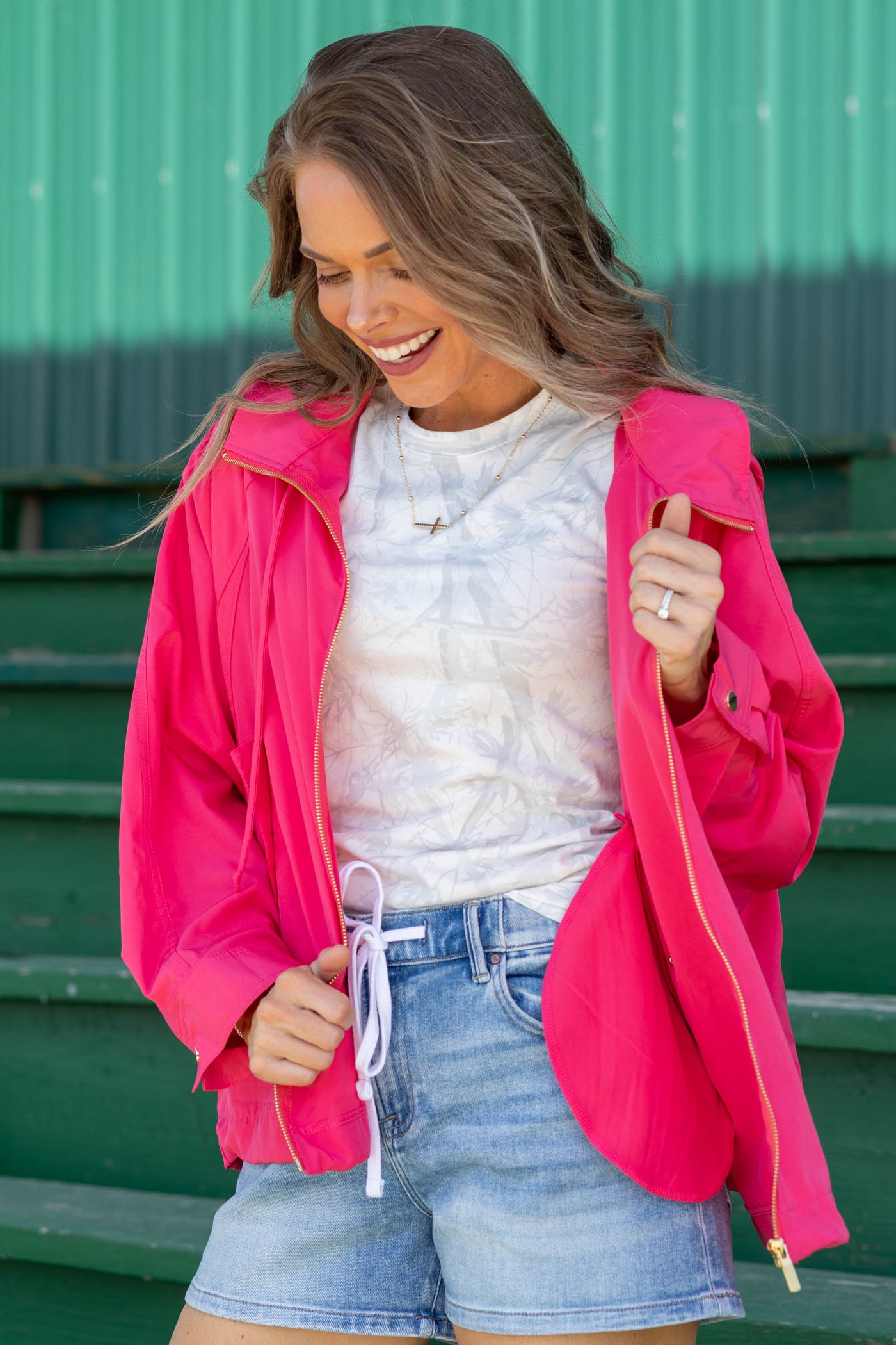 On Track Zip Up Collared Jacket with Pockets and Button Cuff