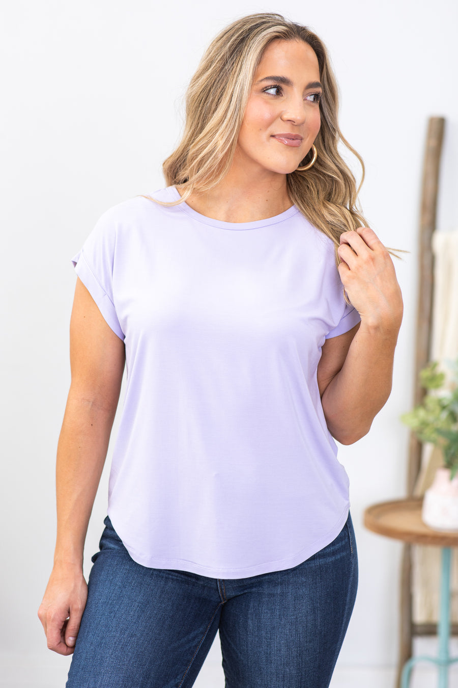 Light Lavender Classic Fit Bamboo Knit Top