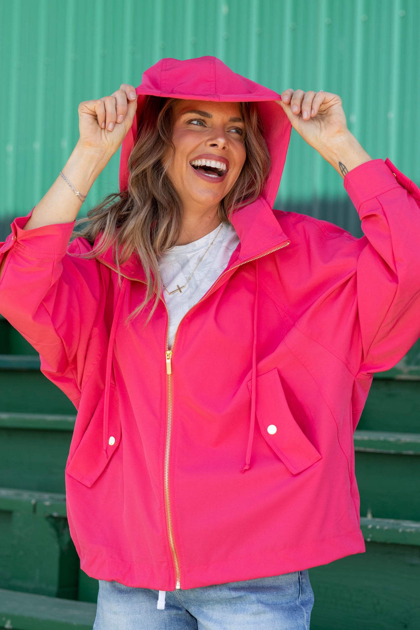 On Track Zip Up Collared Jacket with Pockets and Button Cuff