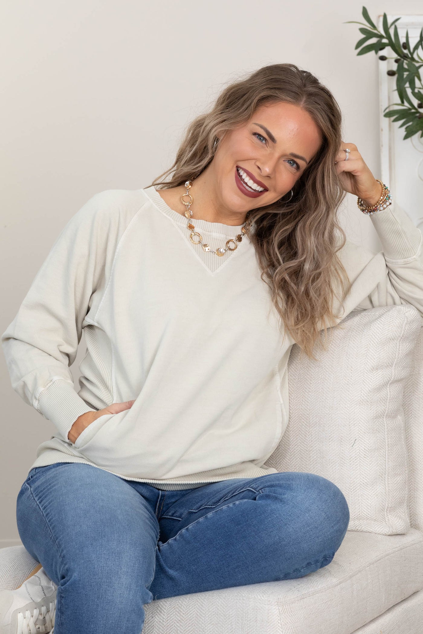 Pigment Dyed Side Pocket Sweatshirt