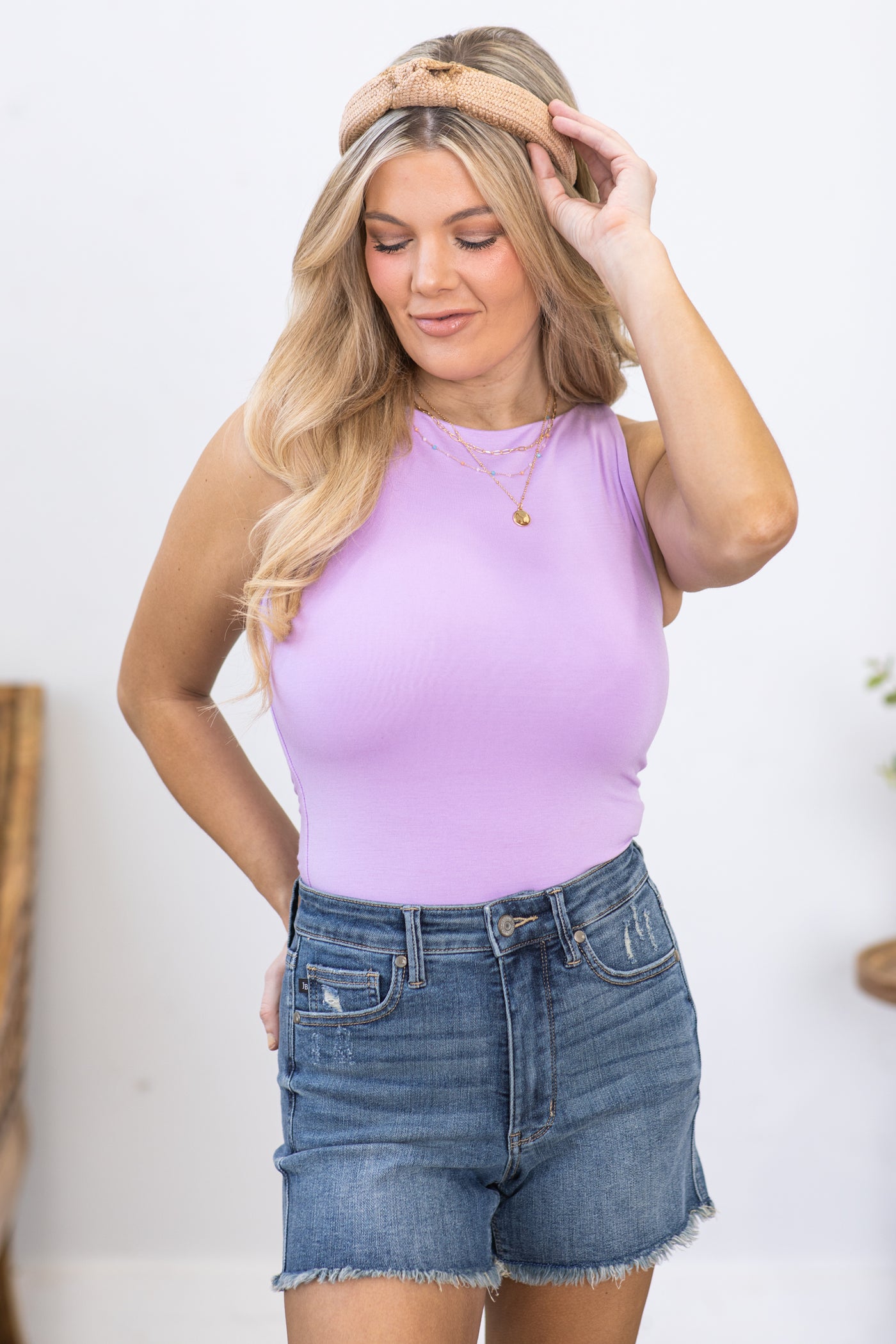 Lavender Fitted Double Layer Tank