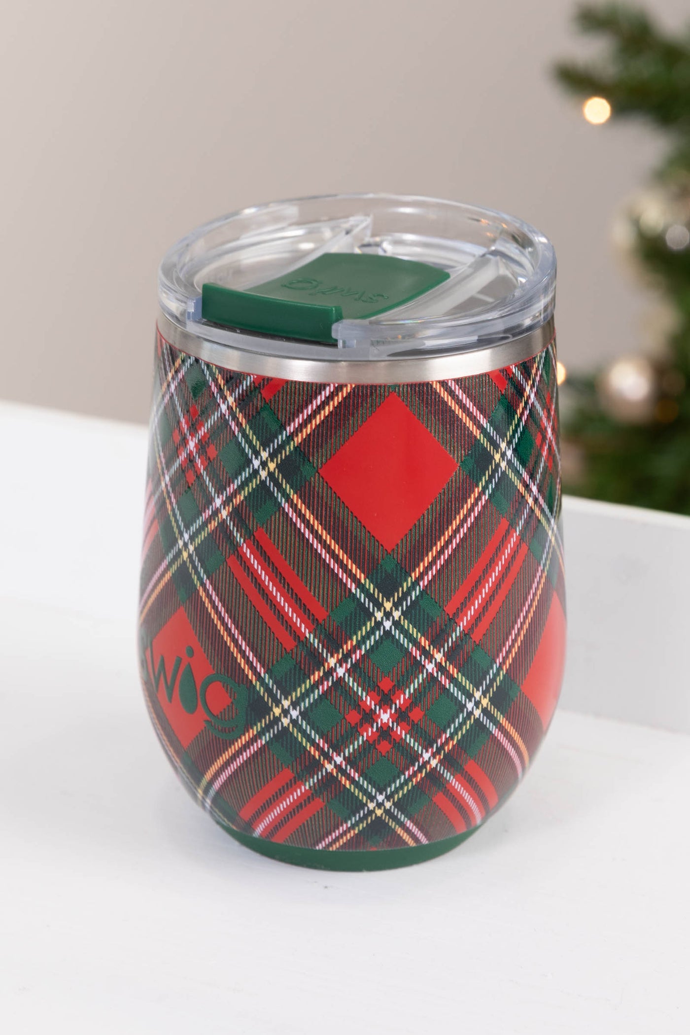 Swig Christmas Plaid 12oz Stemless Wine Cup