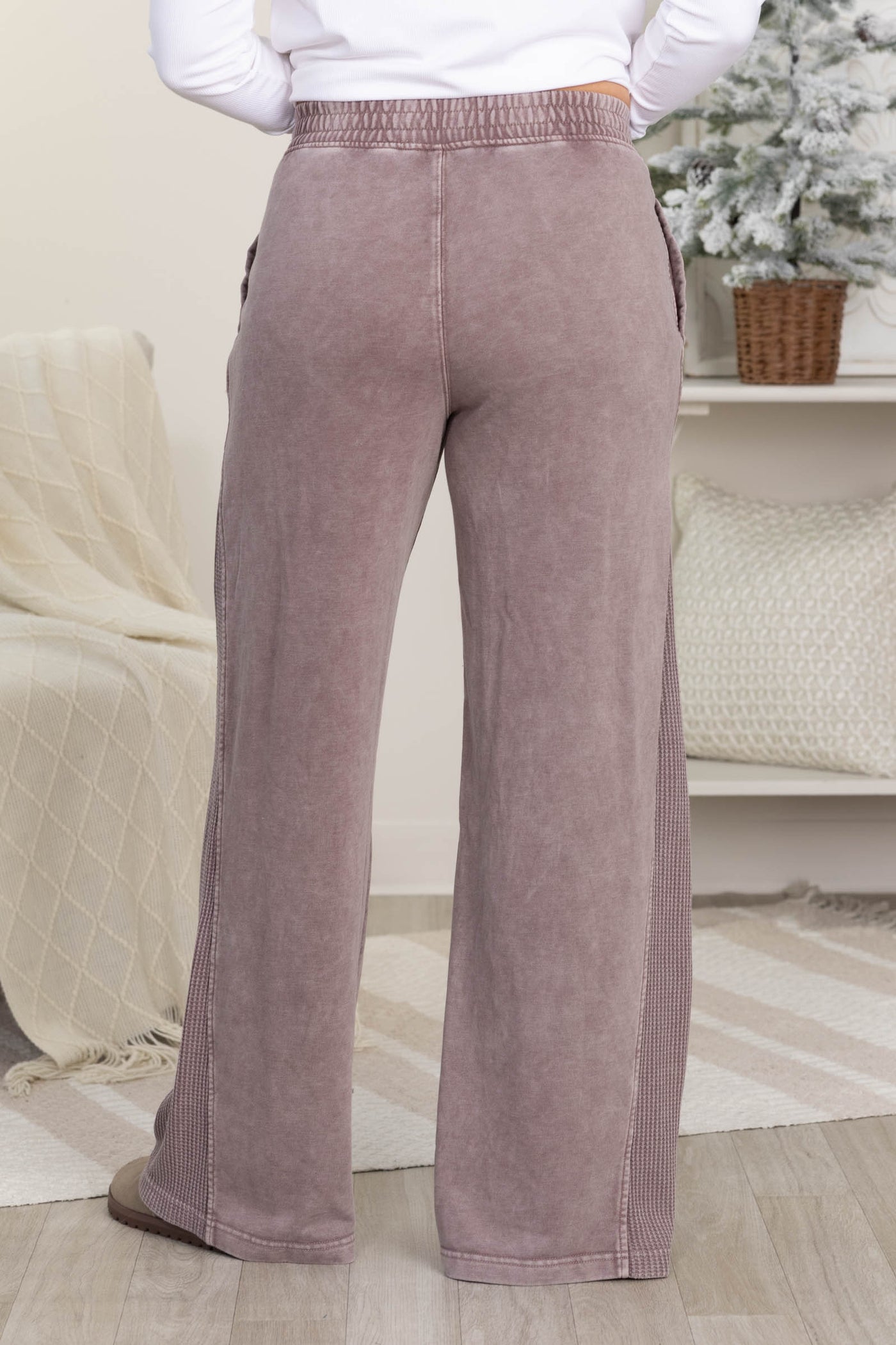 Mocha Waffle French Terry Wide Pant