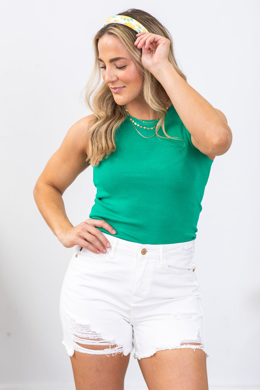 Judy Blue White Rigid Raw Hem Denim Shorts