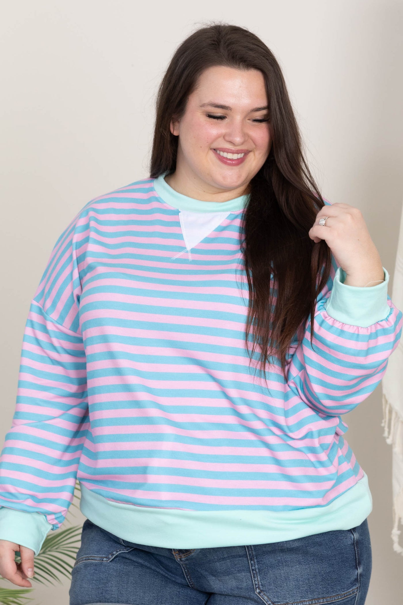 Crewneck French Terry Knit Pullover Tops