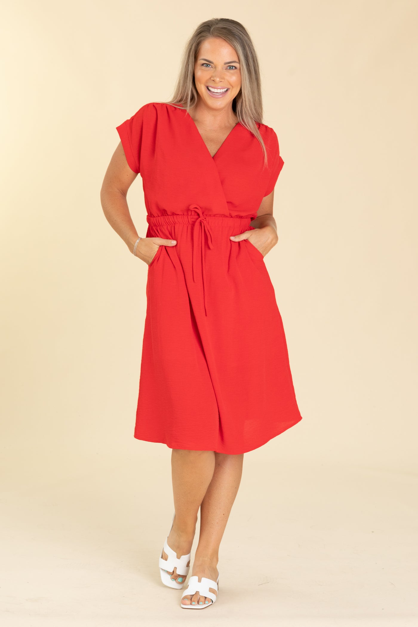 short sleeve surplice dress Plus Size Short Sleeve Surplice Dress