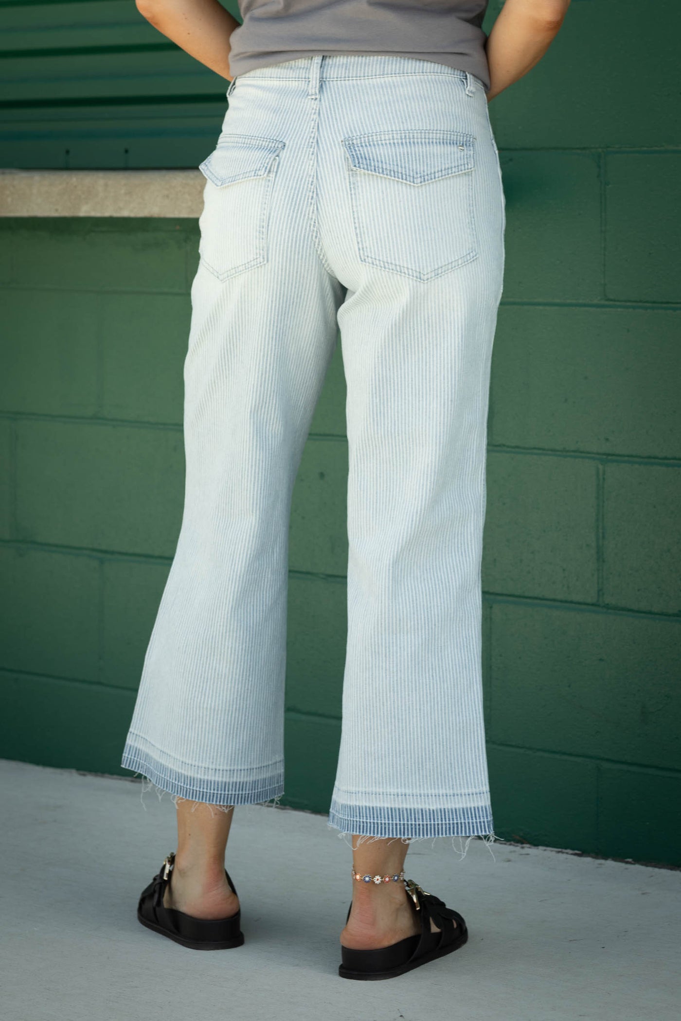 Mica High Rise Wide Leg Cropped Stripe Pant