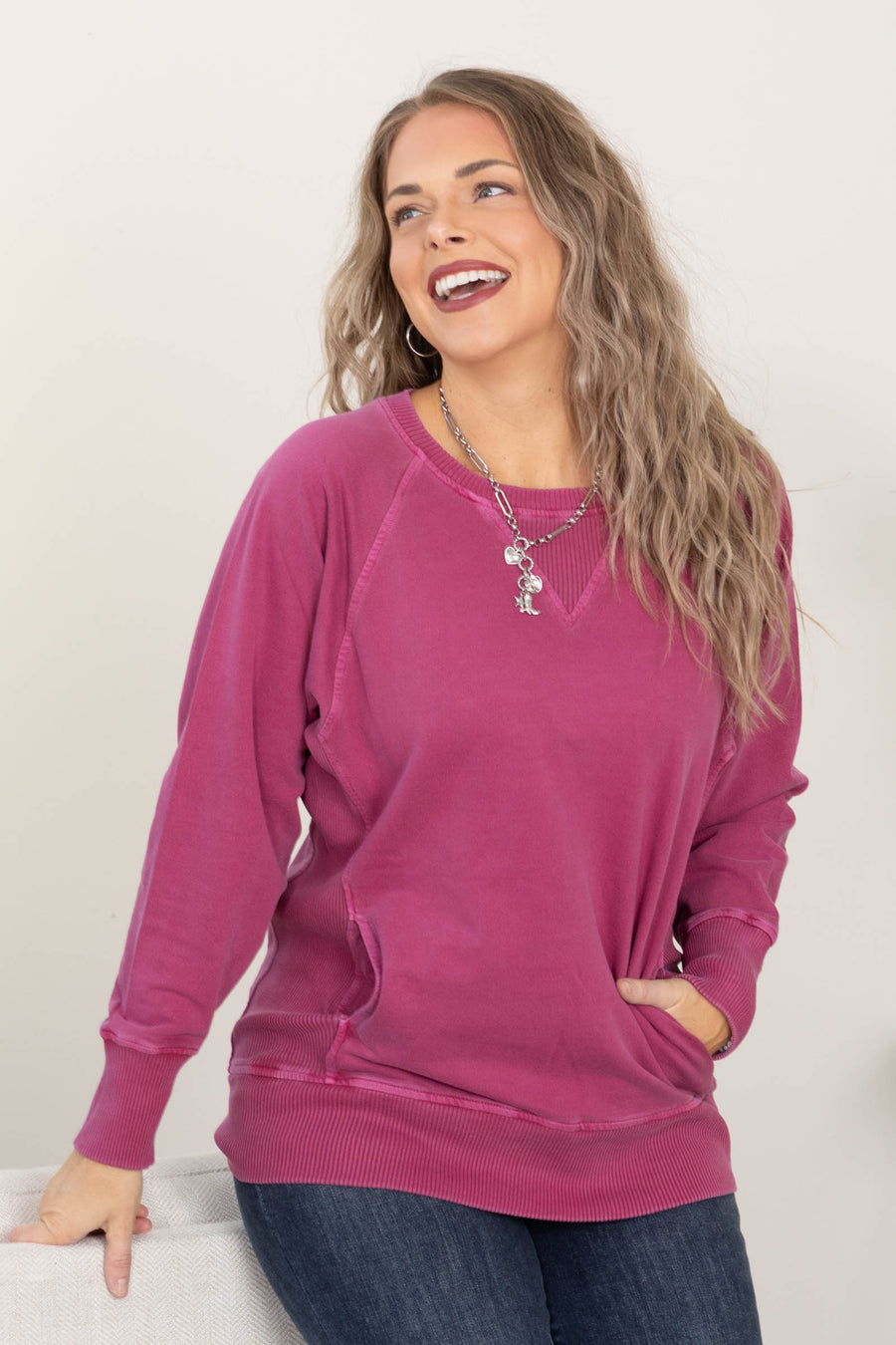 Pigment Dyed Side Pocket Sweatshirt