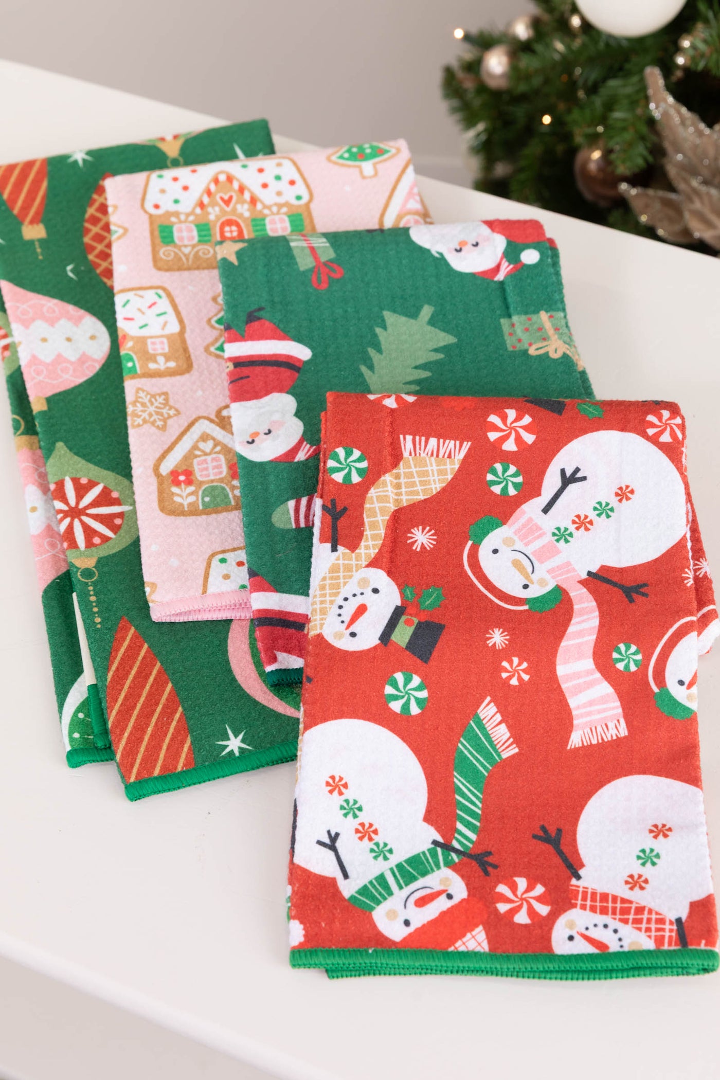 Reversible Christmas Print Microfiber Kitchen Towels