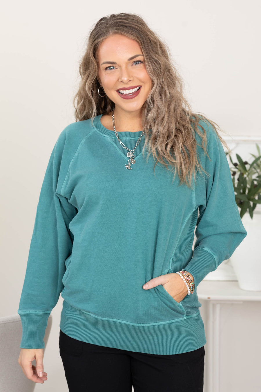 Pigment Dyed Side Pocket Sweatshirt