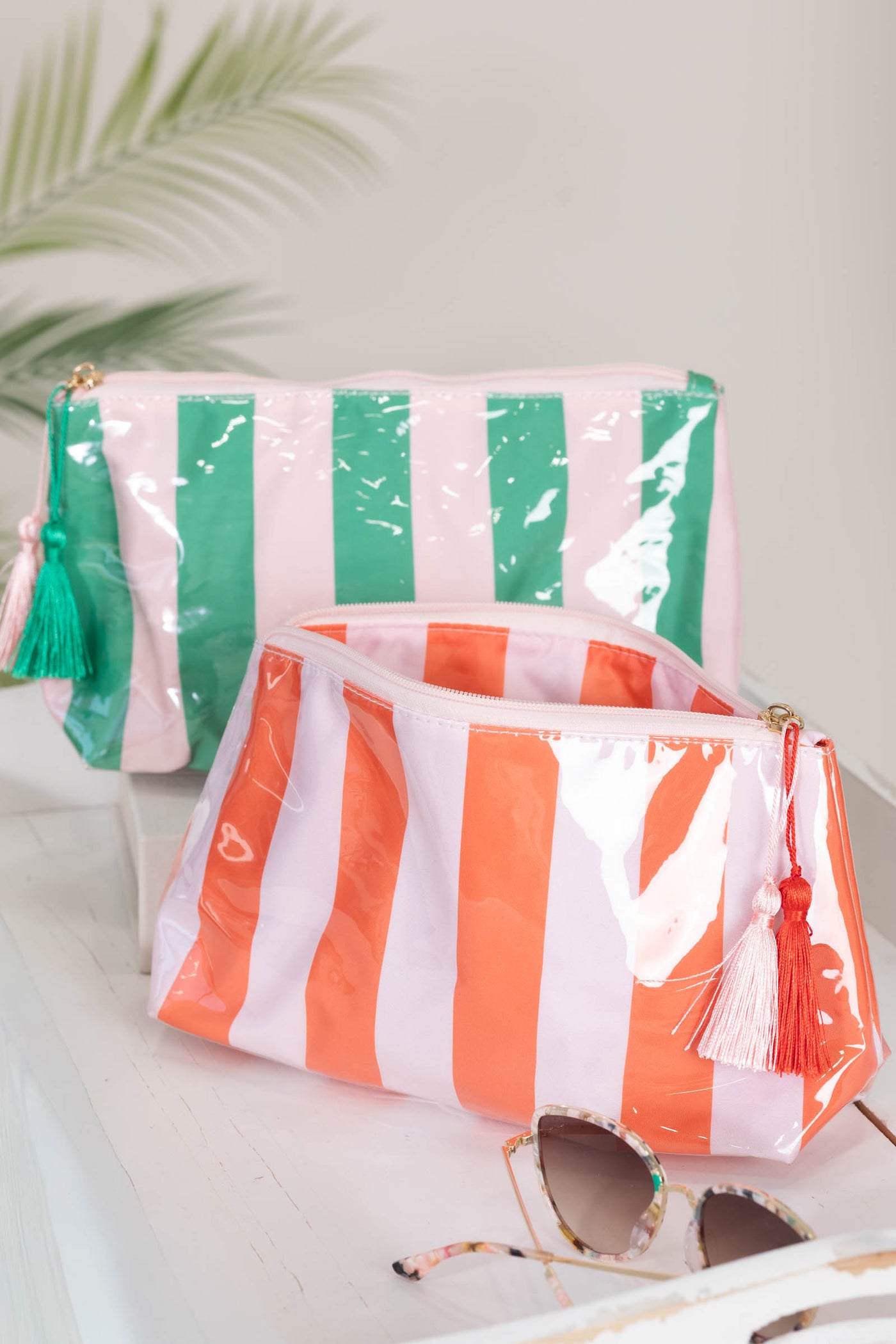 Travel Stripe Cosmetic Makeup Pouch Bags