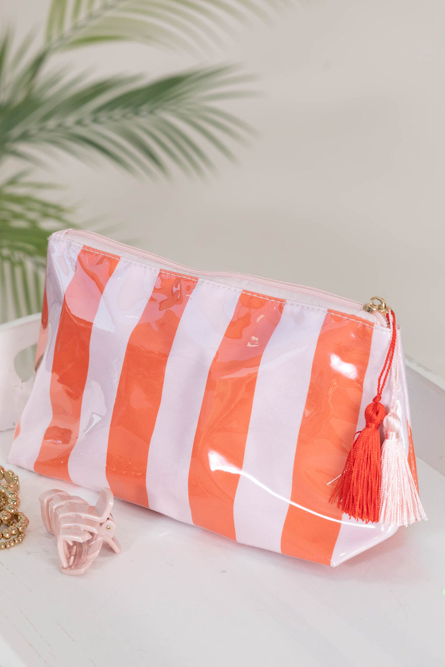 Travel Stripe Cosmetic Makeup Pouch Bags