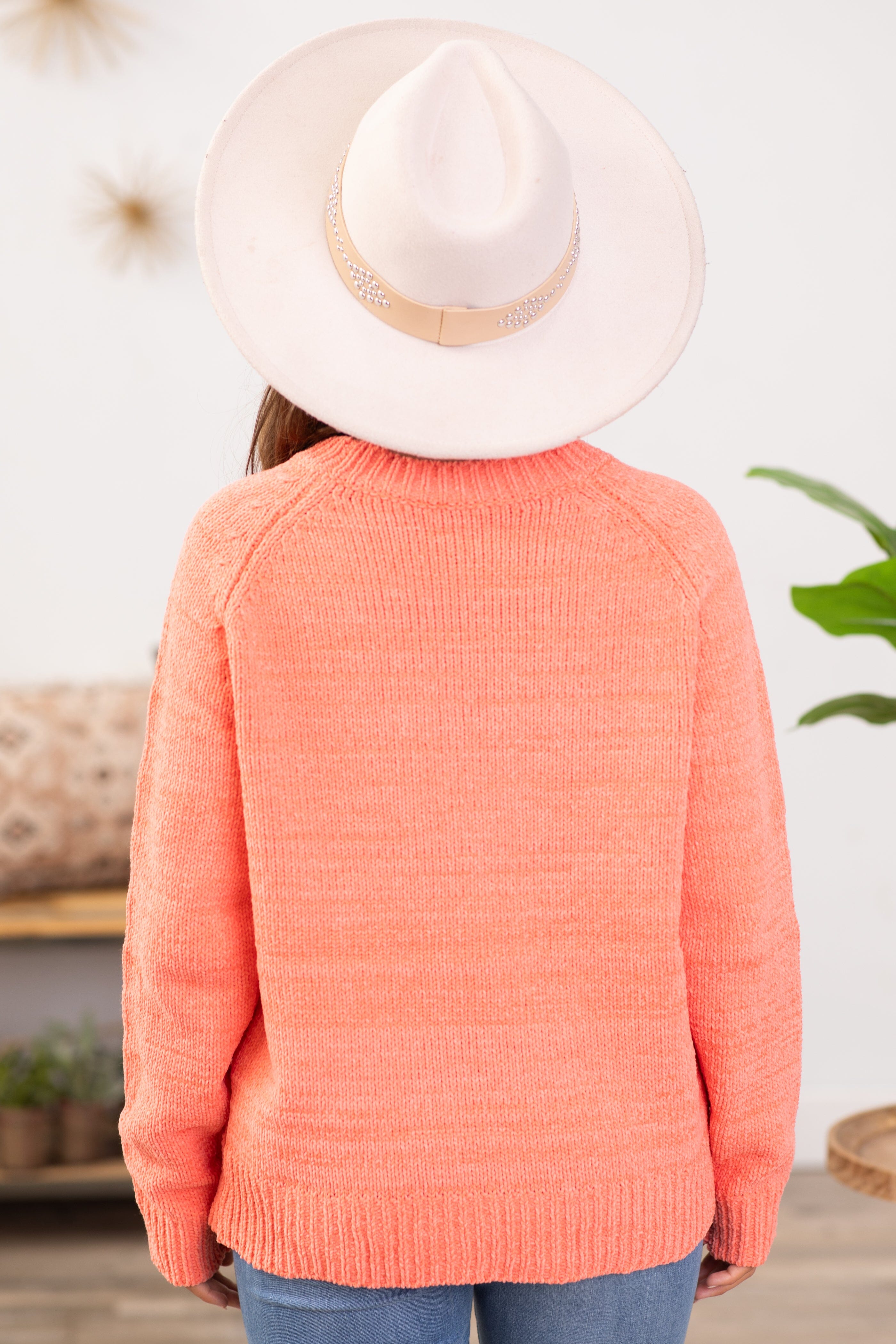 Bright Coral Cable Knit Sweater - Filly Flair
