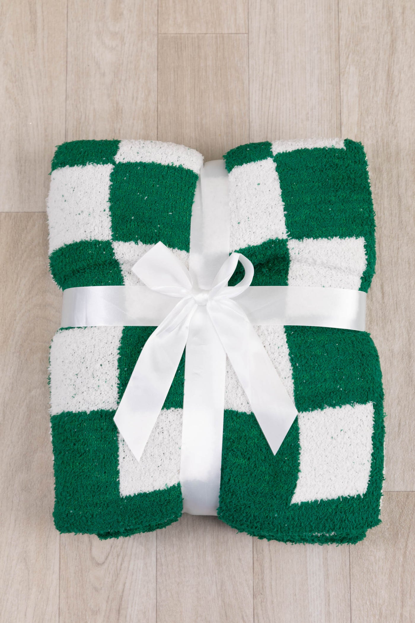 Green Checker Print Super Soft Blanket