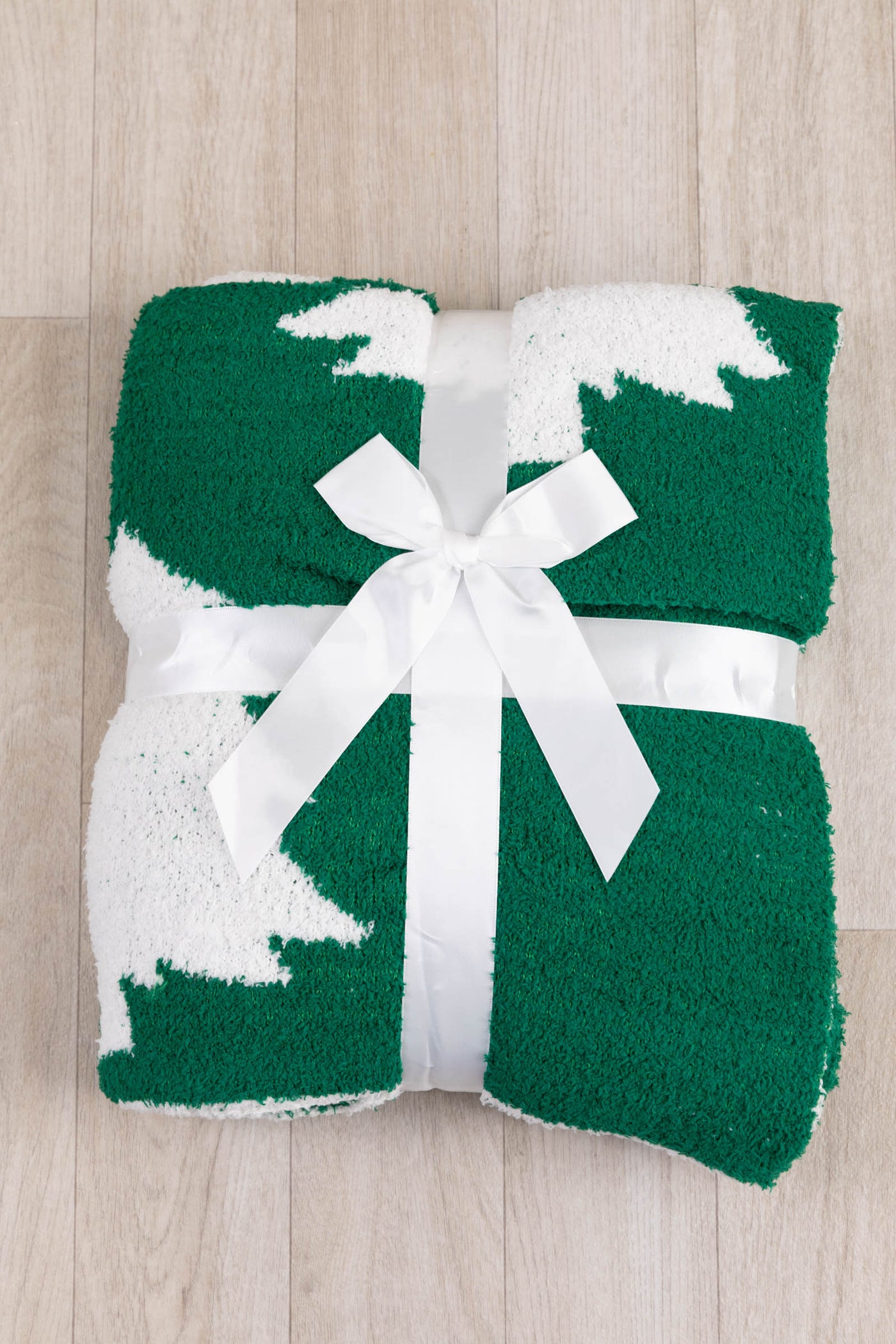 Green Christmas Tree Print Super Soft Blanket