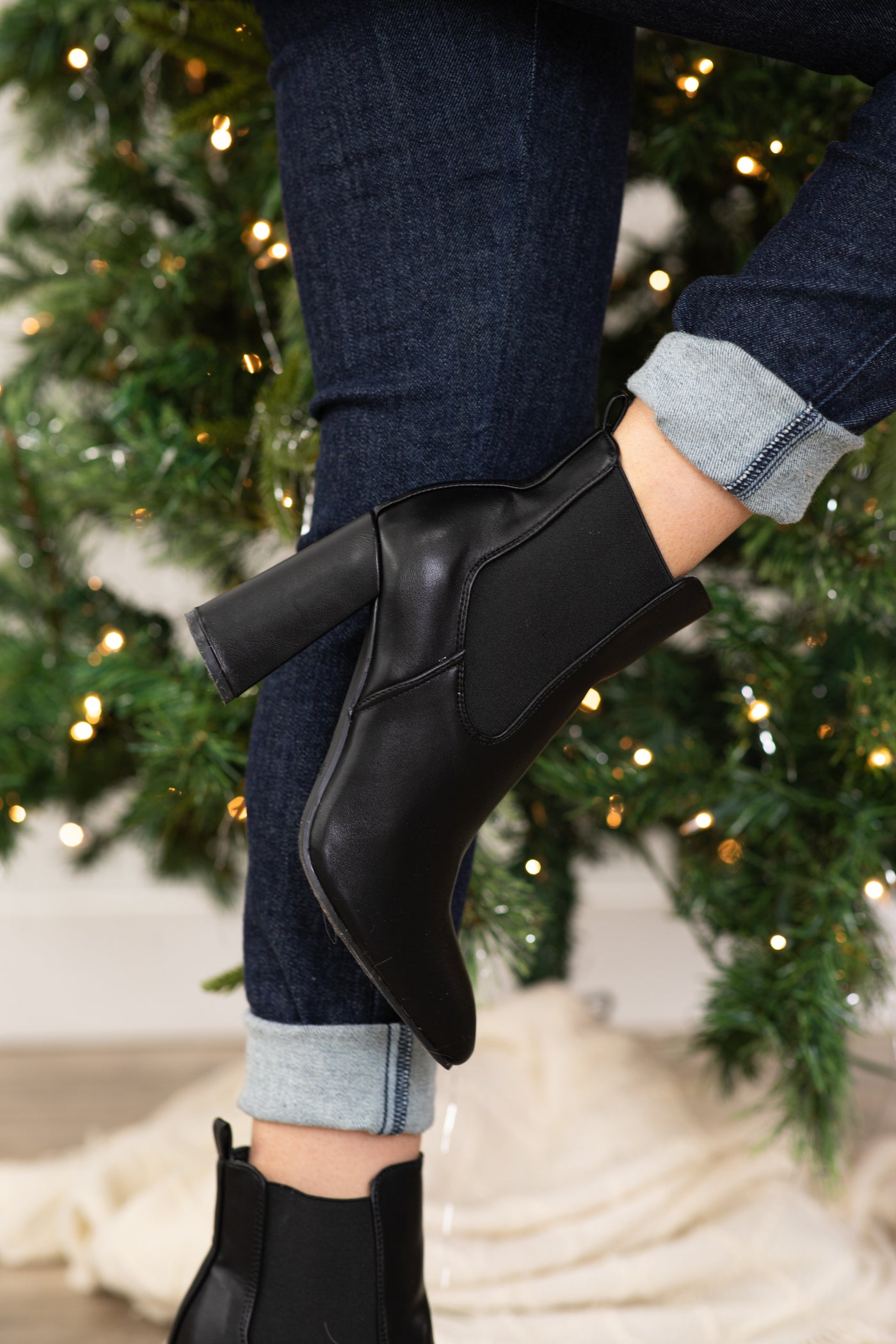 Black Block Heel Pull On Booties · Filly Flair