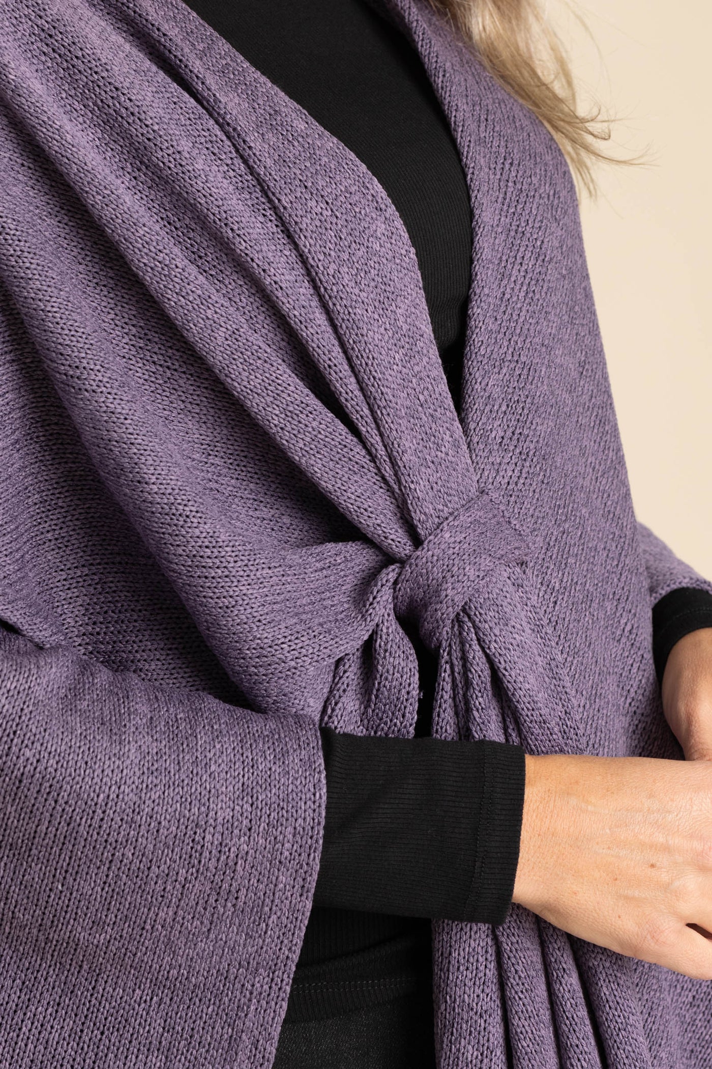 Oversized Knit Top With Front Loop Kimono