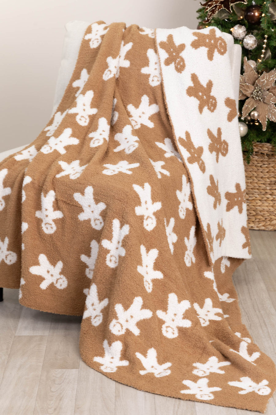 Brown Gingerbread Print Super Soft Blanket