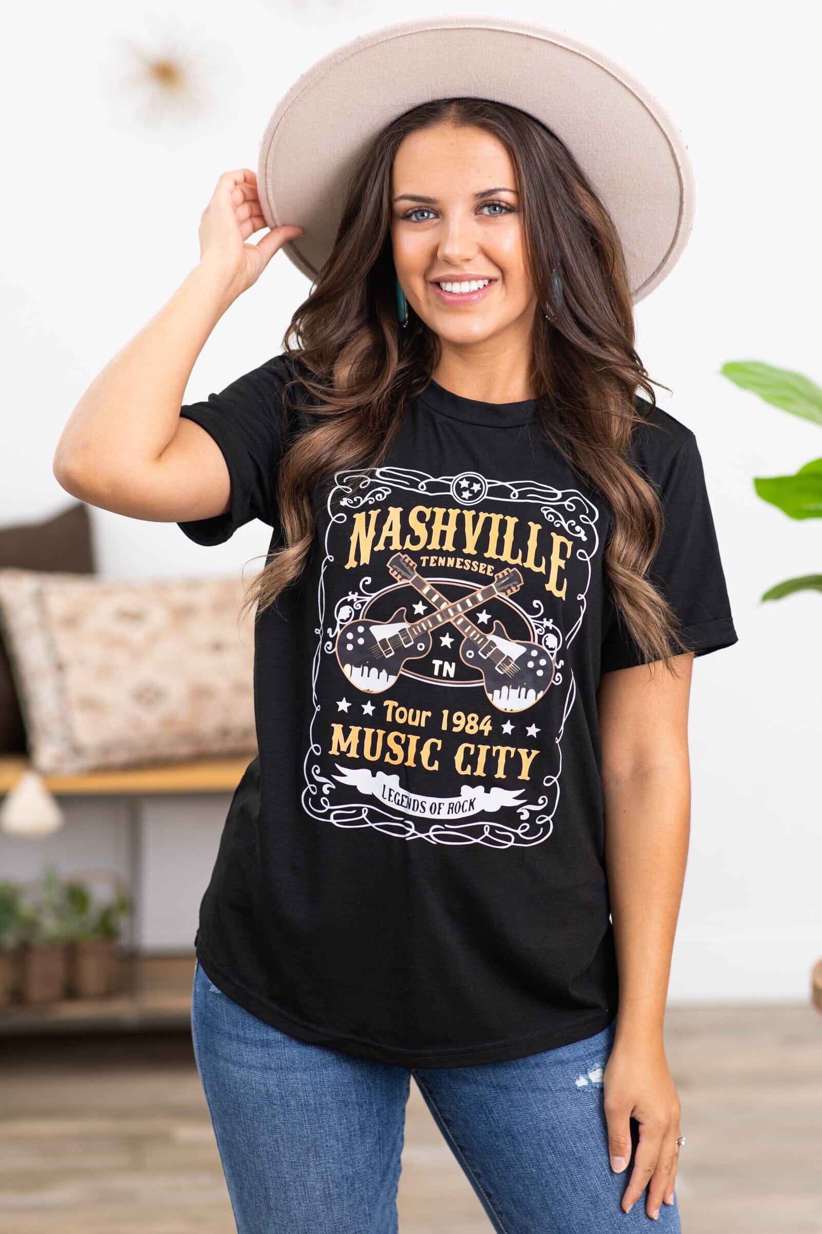 Black and Tan Nashville Graphic Tee - Filly Flair