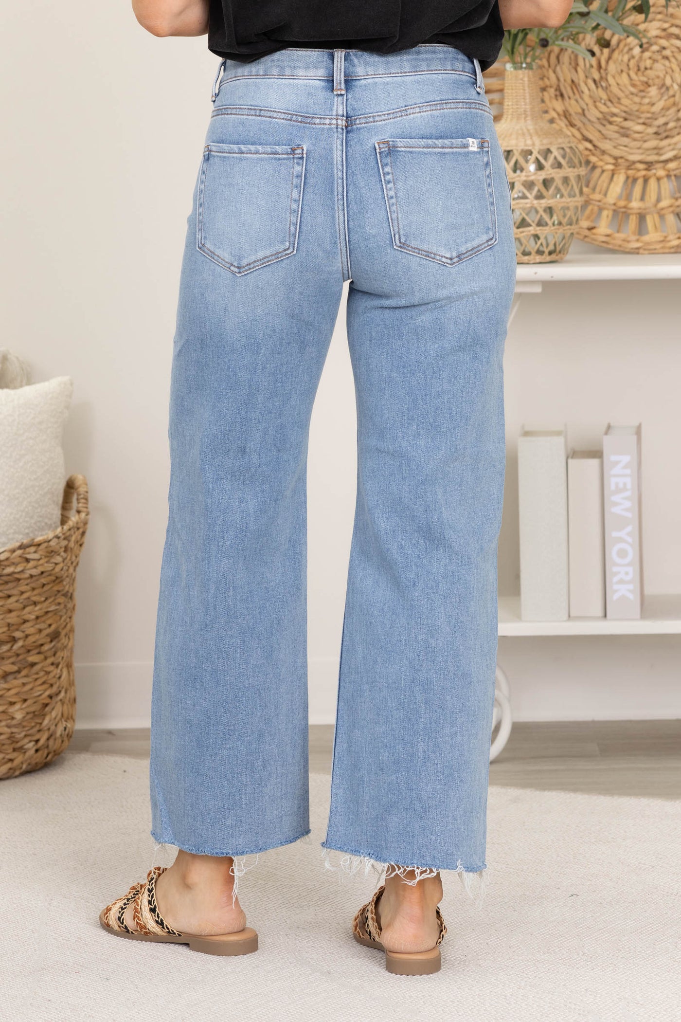J21 Medium Wash High Rise Crop Wide Leg Jeans