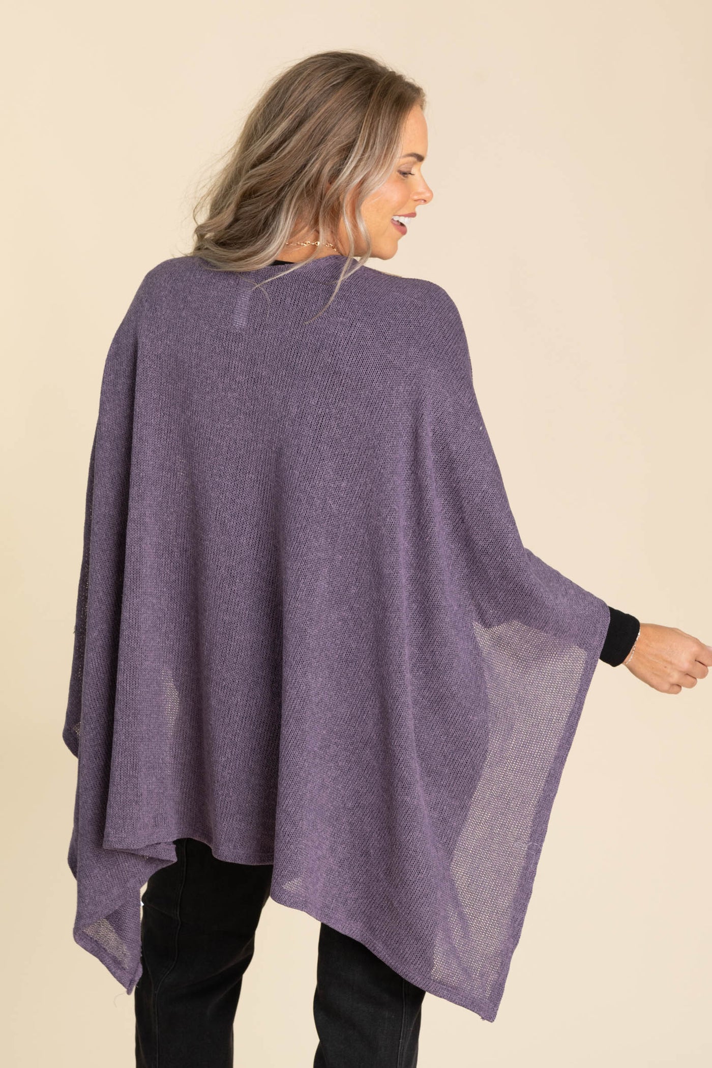 Oversized Knit Top With Front Loop Kimono