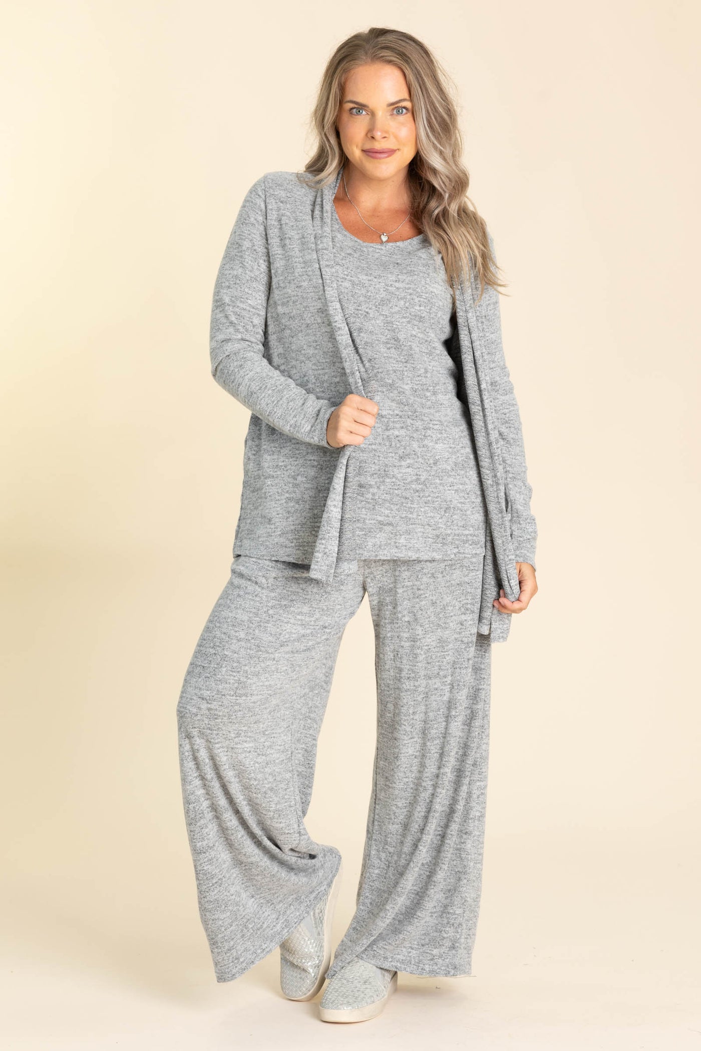 Heather Grey 3 Piece Soft Brushed Knit Set