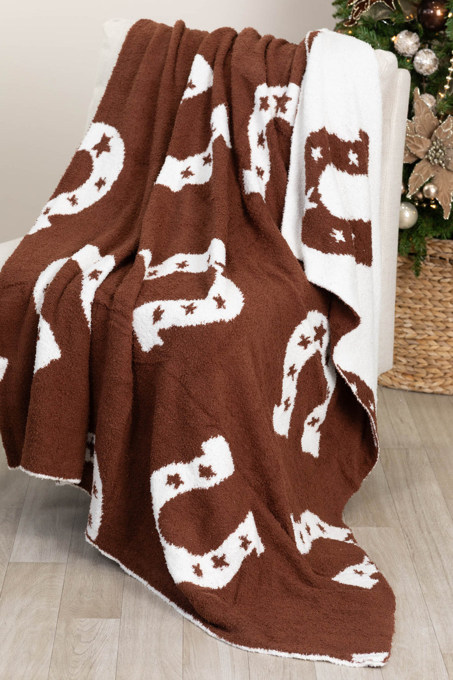 Brown Horseshoe Print Super Soft Blanket