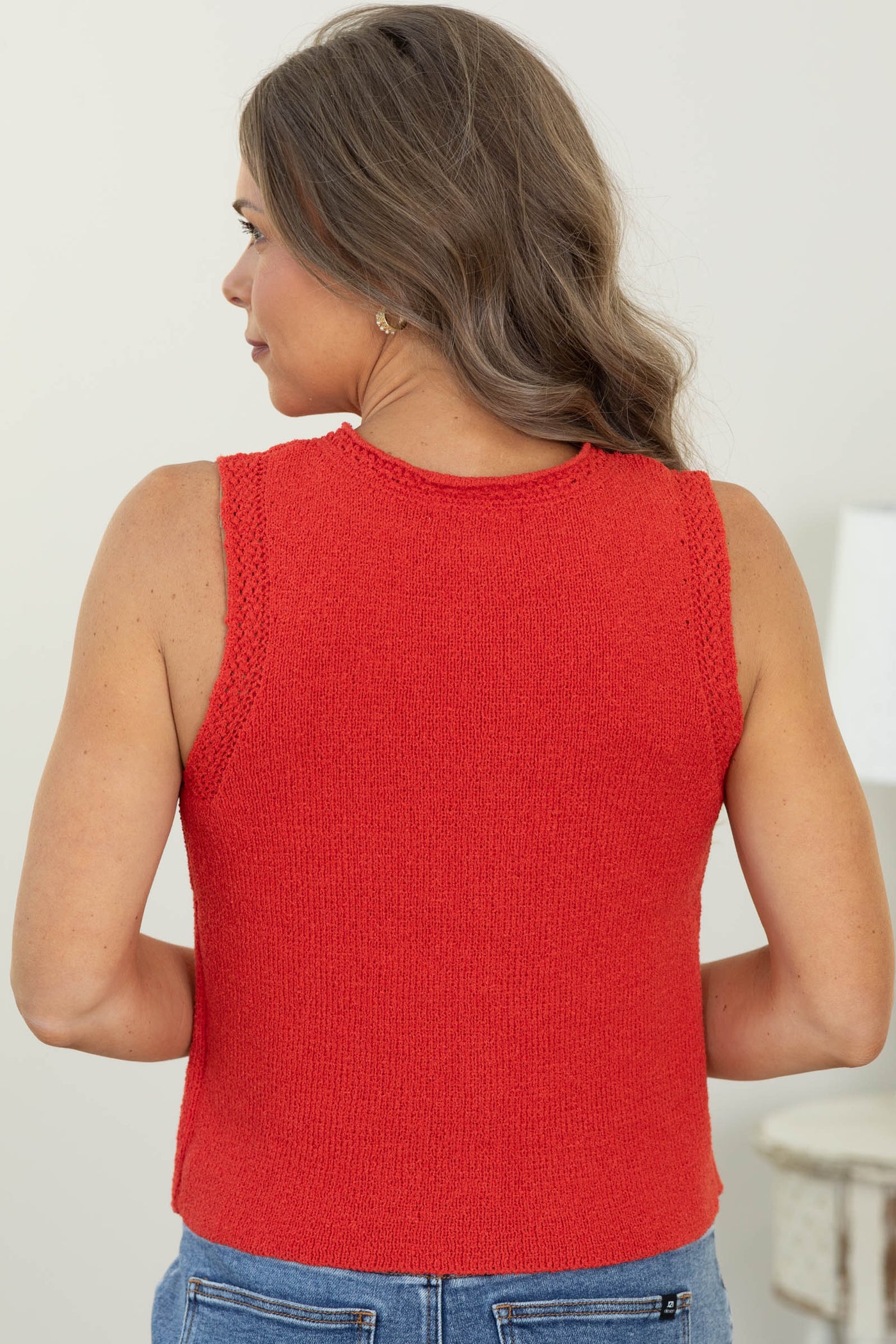 Staccato Red Gold Snap Button Knit Top