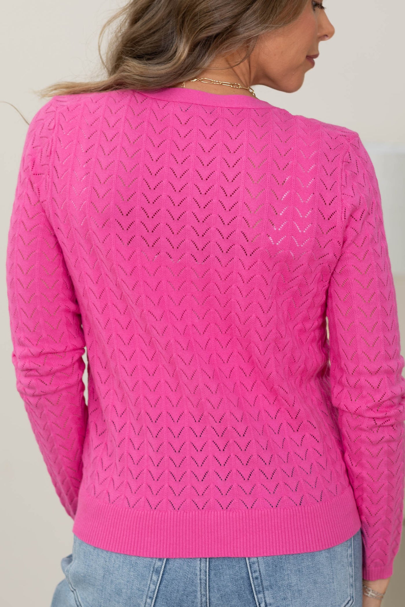 Staccato Pointelle V-Neck Button Cardigan