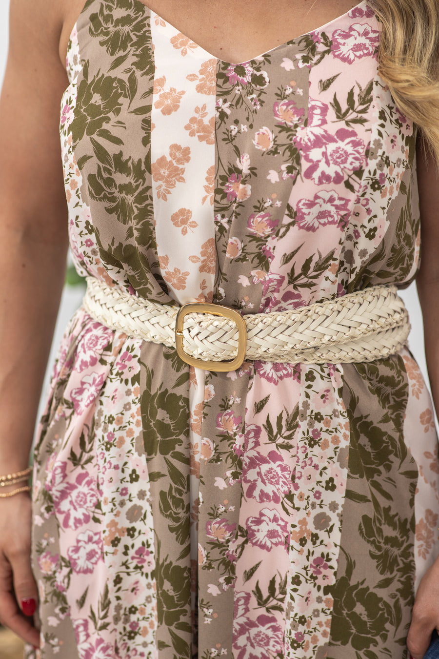 Ivory Crochet Trimmed Woven Leather Belt