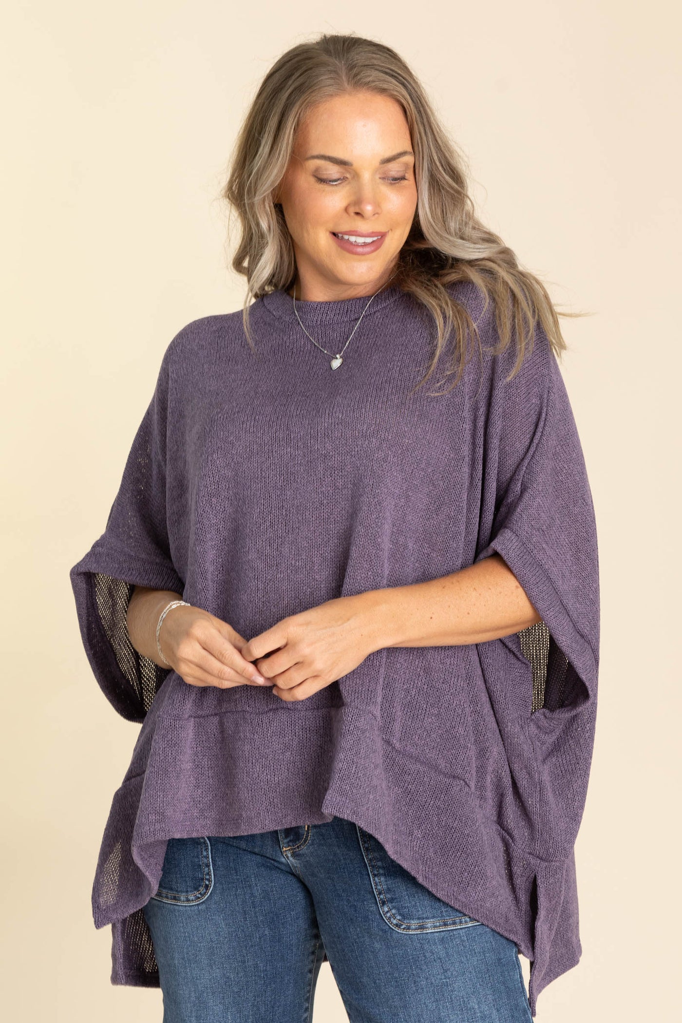 Oversized Poncho Sweater Knit Tops