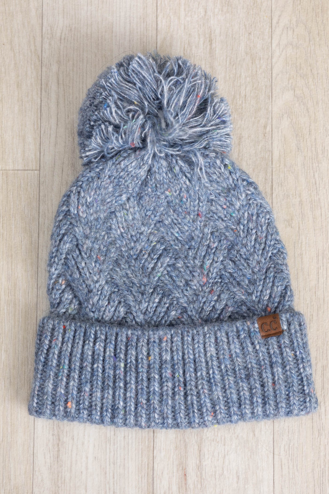Criss Cross Pattern Yarn Pom Beanies
