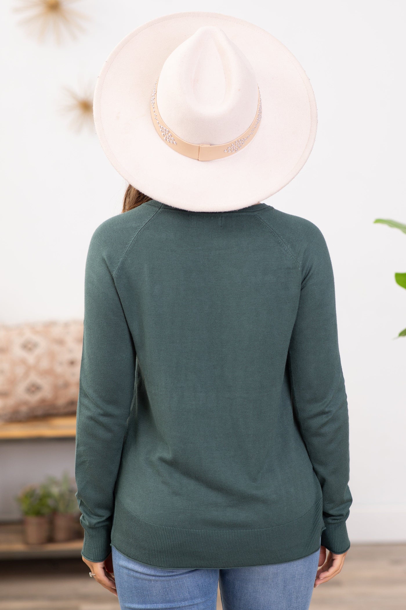 Emerald Lightweight Sweater With Side Slit - Filly Flair