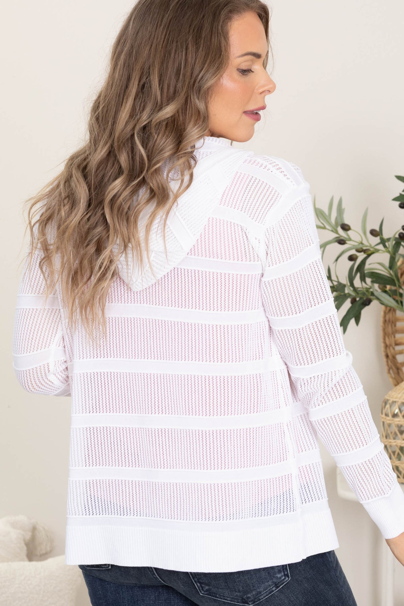 Pointelle Knit Hoodie Cardigans