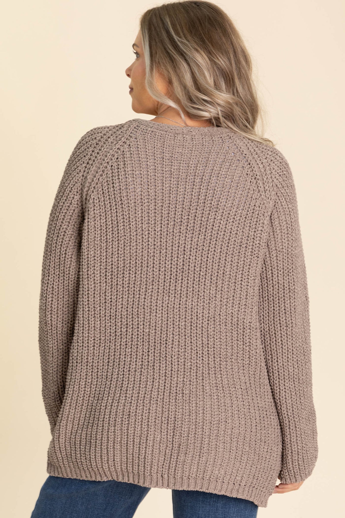 Mocha Knit Sweater Open Cardigan