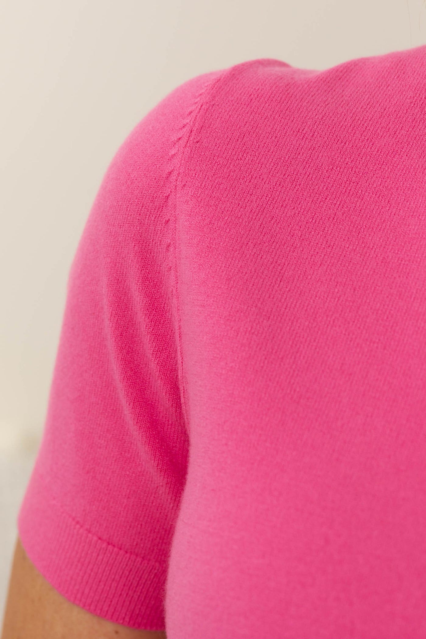 Pink Basic Short Sleeve Sweater Knit Top