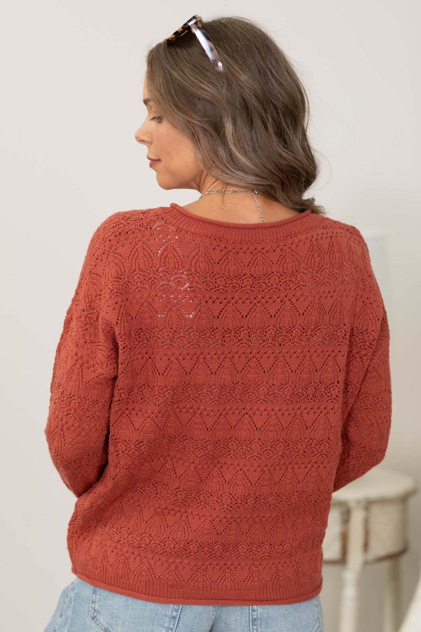 Staccato Crochet Pointelle Sweater